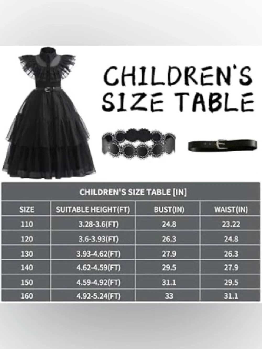 Wednesday Addams Costume Size (9/10) 160cm height Girl